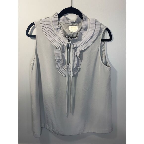 XL, Kate Spade silk blouse in dove gray with ruffle detail in front. Like new! - Picture 1 of 8